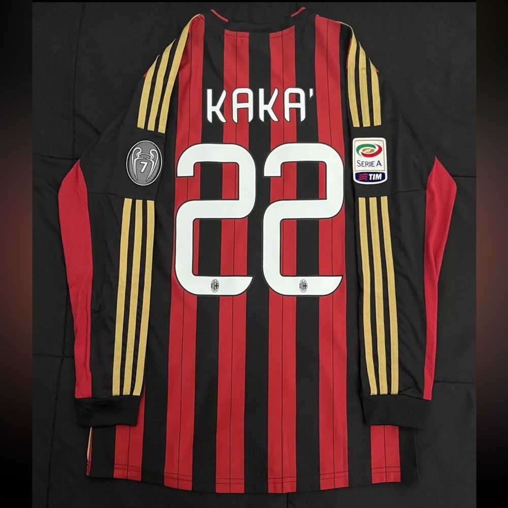Kaka #22 AC Milan Longsleeve S-L 2013 Retro Home Soccer Jersey
